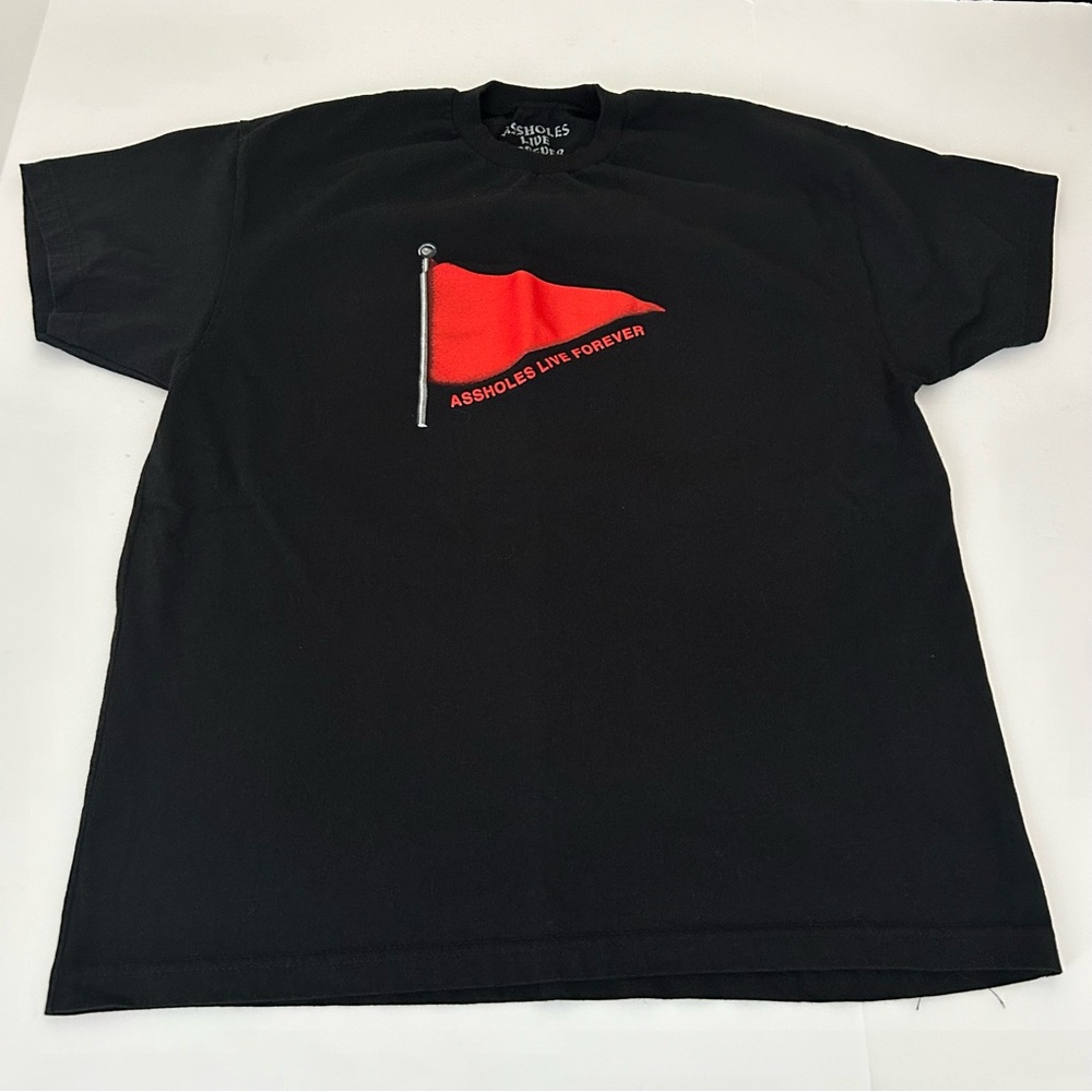 ⭐ ALF Black Red Flag Cotton Crewneck short Sleeve Tee Shirt -XL